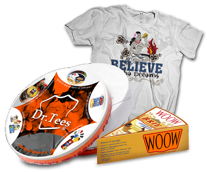 Tricouri personalizate si conservate in cutie de branza topita