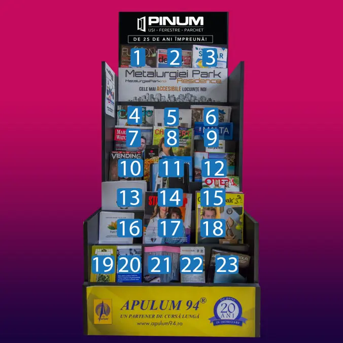 Distributie indoor materiale tiparite standere SpinMedia