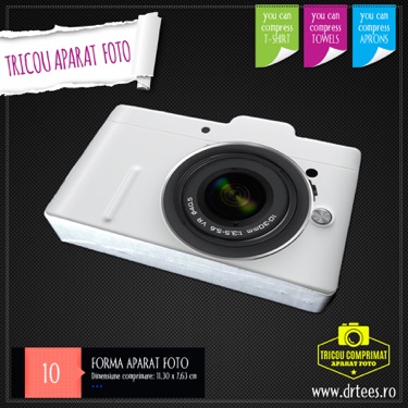 Tricouri comprimate in forma de aparat foto