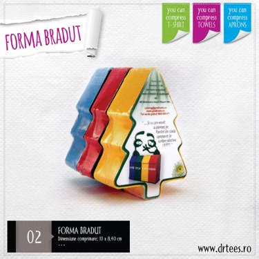 Tricouri comprimate in forma de bradut